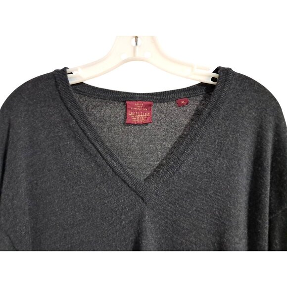 Nordstrom Merino Wool Sweater Mens Size XL Gray V Neck Long Sleeved Pullover Vin - Picture 3 of 9